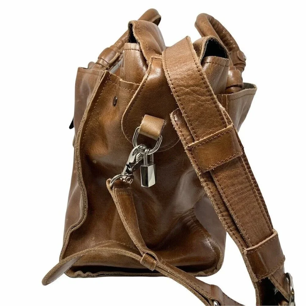 Amerileather Holmes Investigator Bag Brown Leather Pockets Dual Handle New
